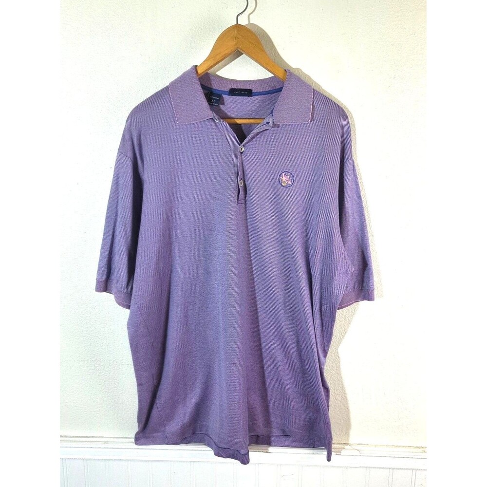 Jeff Rose Polo Shirt Mens XL Purple Golf Shirt Made In Italy 100% Cotton Embroid